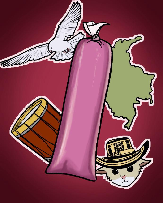 Ilustración del boli y símbolos de la cultura oral colombiana